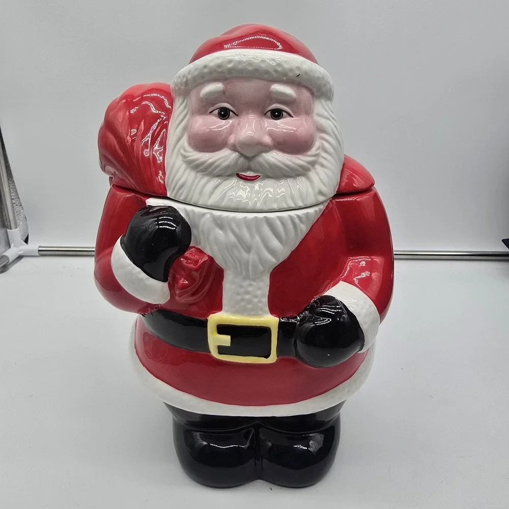 Vintage Christmas On Main Street Ceramic Santa Claus Cookie Jar‎ 11